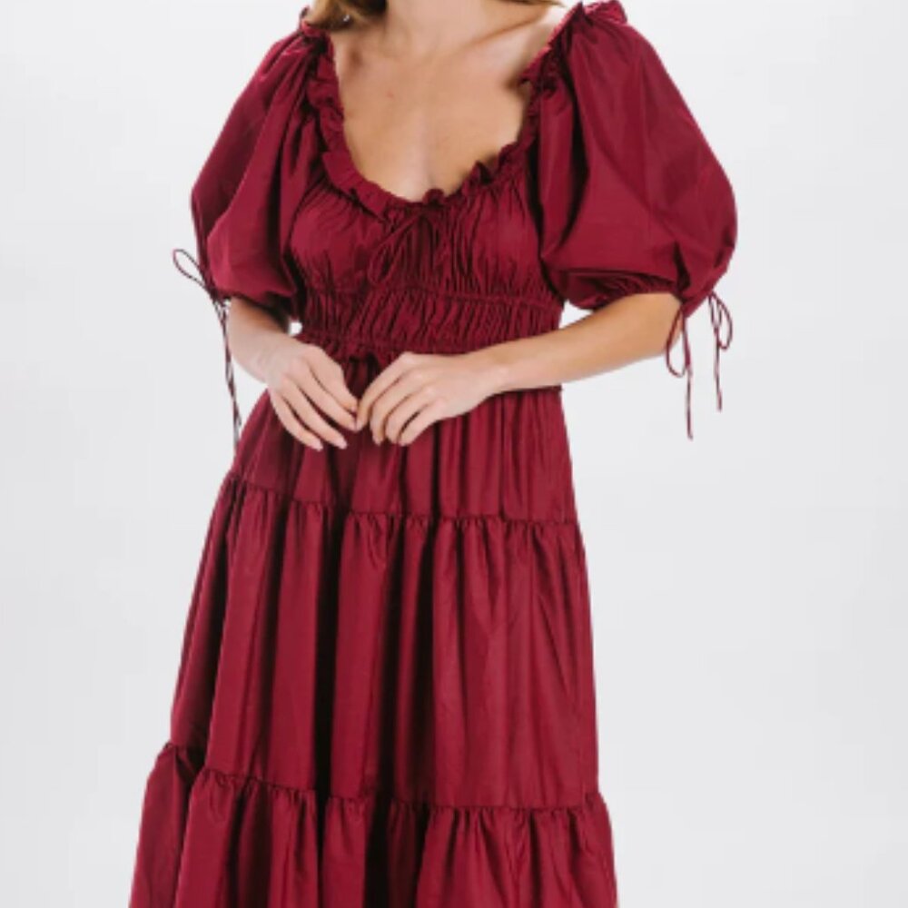 NWT En Saison Brielle Poplin Tiered Midi Dress size XS